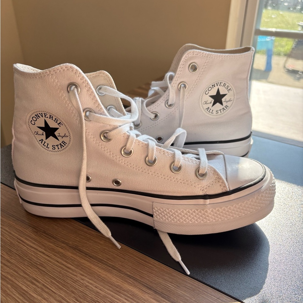 Converse White High Top Platform Sneakers